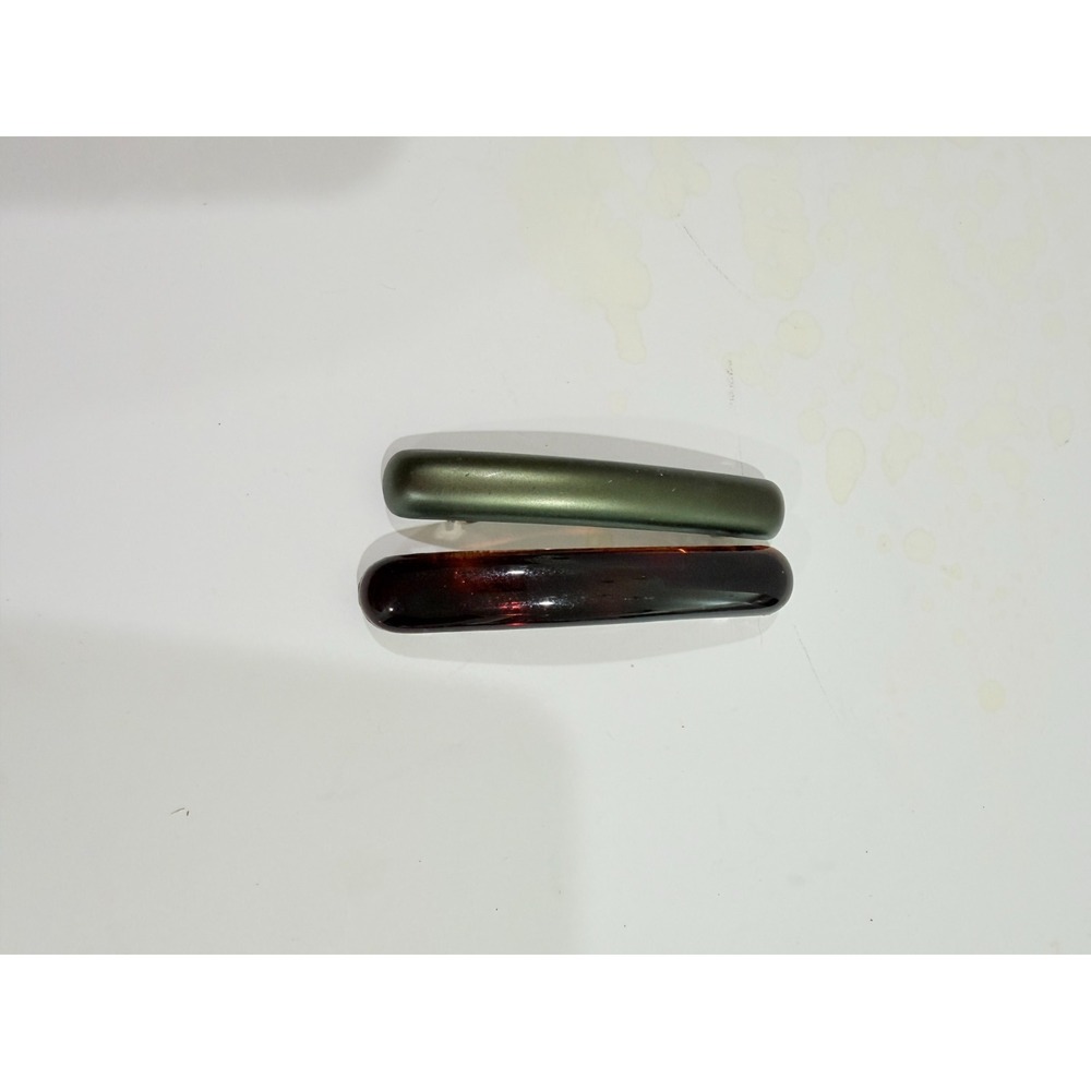 Pair of 4" Hair clips. Olive Green and Tortoise shell
